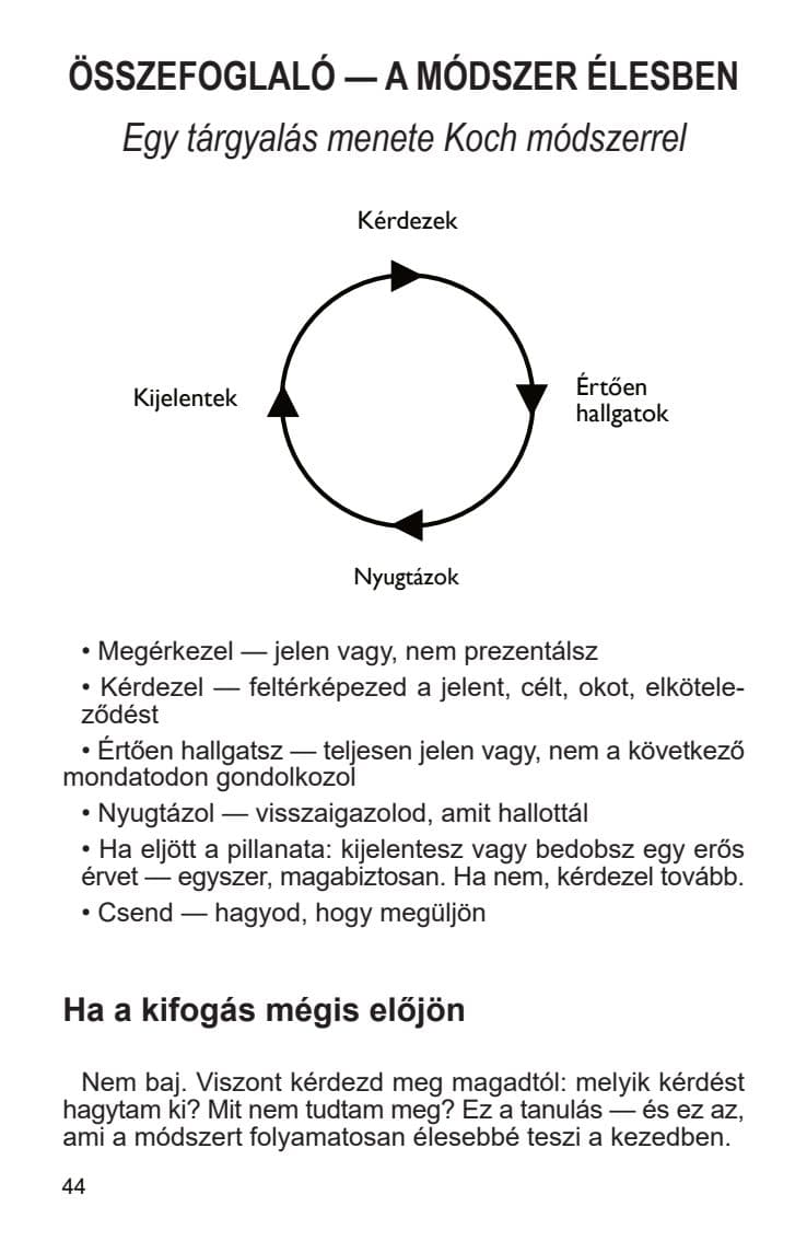 Összefoglaló, mintaoldal a Játszd a sales-t! című könyvből